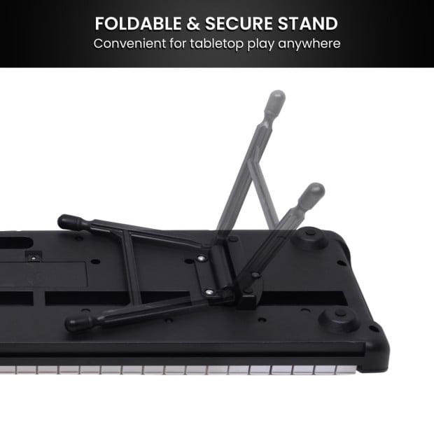 Karrera 61-Key Electronic Piano Keyboard with LED and Folding Stand - Black CHJ-SD1 Image 11