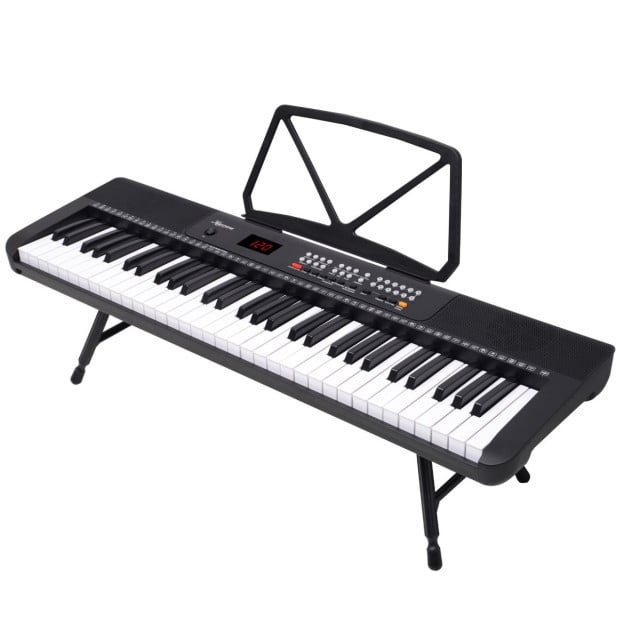 Karrera 61-Key Electronic Piano Keyboard with LED and Folding Stand - Black CHJ-SD1 Image 3