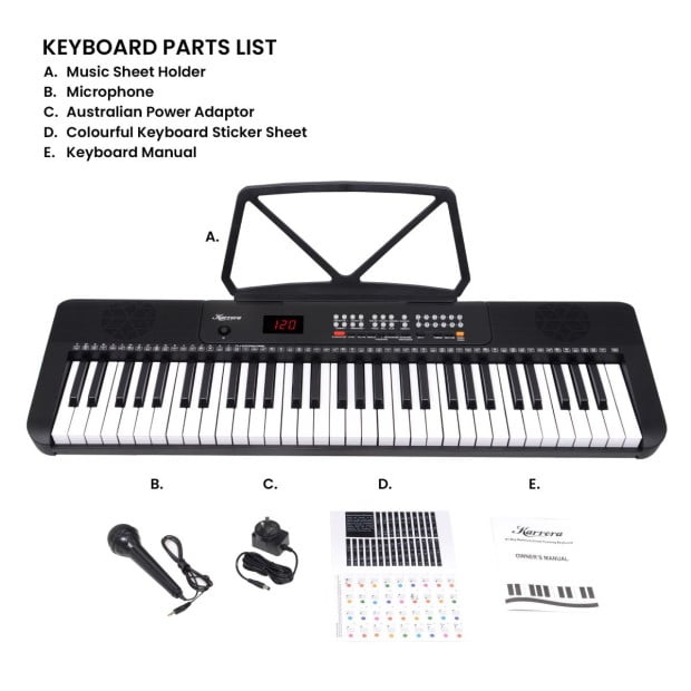 Karrera 61-Key Electronic Piano Keyboard with LED and Folding Stand - Black CHJ-SD1 Image 9