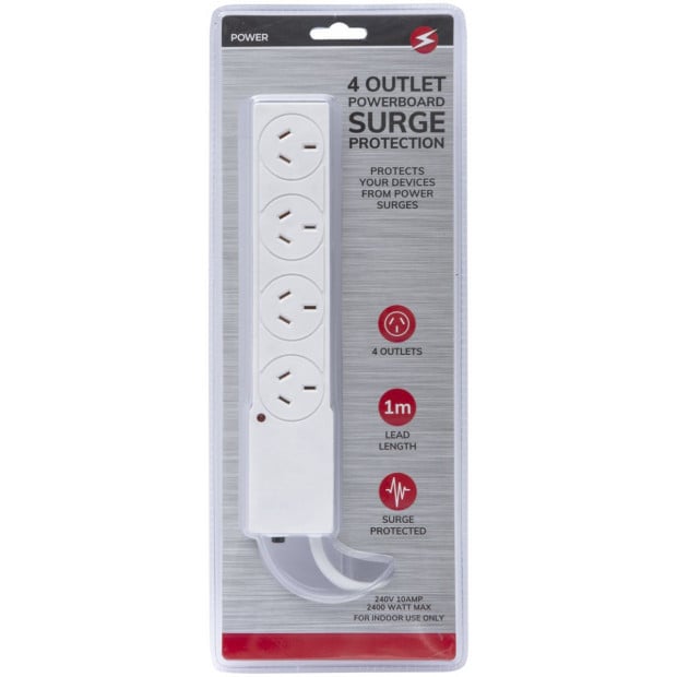 4 Way Socket Outlet Surge Protector Powerboard Lead Powerpoint Cord Image 2