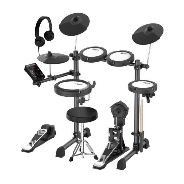 Karrera 18S Electronic Drum Kit Quiet Mesh Pads 8 Dual-Trigger Snare Bluetooth 300+ Sounds Image 2