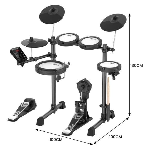Karrera 18S Electronic Drum Kit Quiet Mesh Pads 8 Dual-Trigger Snare Bluetooth 300+ Sounds Image 4