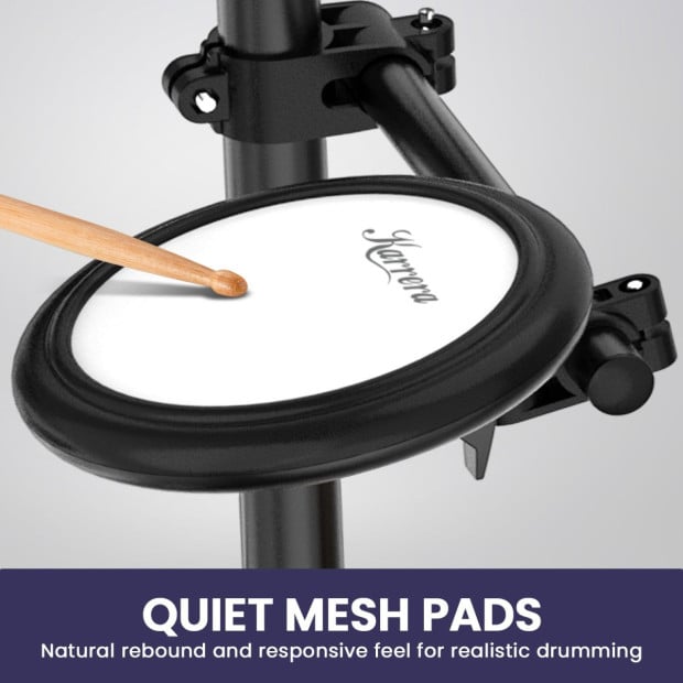 Karrera 18S Electronic Drum Kit Quiet Mesh Pads 8 Dual-Trigger Snare Bluetooth 300+ Sounds Image 6