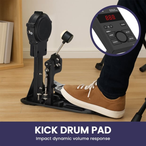 Karrera 18S Electronic Drum Kit Quiet Mesh Pads 8 Dual-Trigger Snare Bluetooth 300+ Sounds Image 9