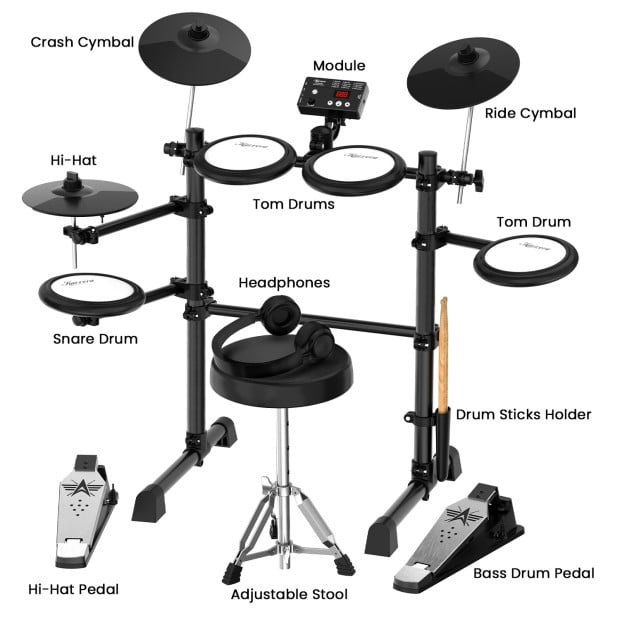 Karrera TDX-16 Electronic Drum Kit with Pedals Image 5