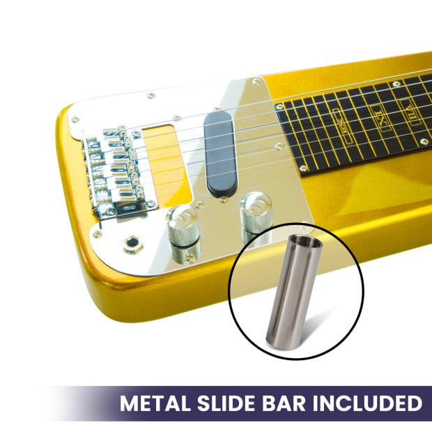 Karrera 29in 6-String Lap Steel Hawaiian Guitar - Metallic Gold Image 11