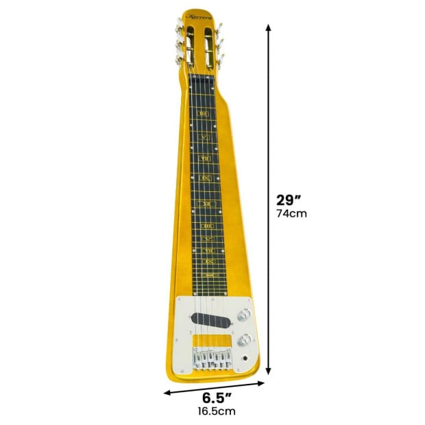 Karrera 29in 6-String Lap Steel Hawaiian Guitar - Metallic Gold Image 4