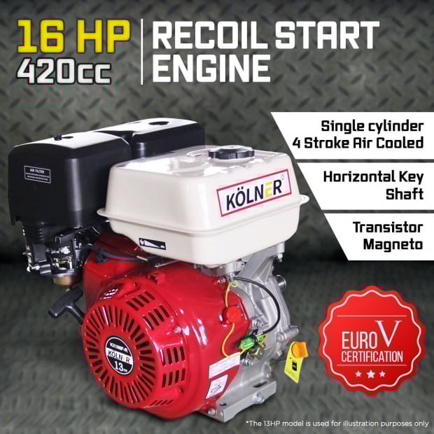 Kolner 16hp 25.4mm Horizontal Key Shaft Q Type Engine - Recoil Start Image 8