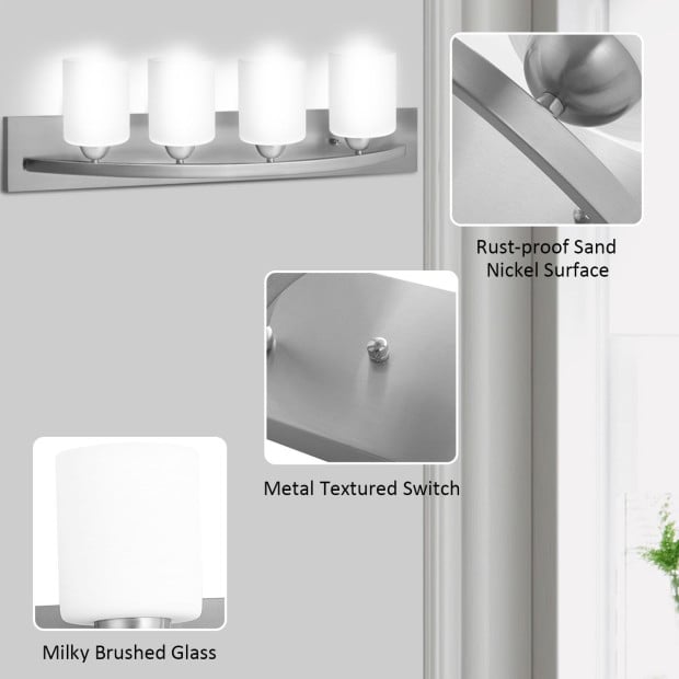 Wall Mounted Vanity Lamp With White Glass Shade For Bedroom/living Image 3