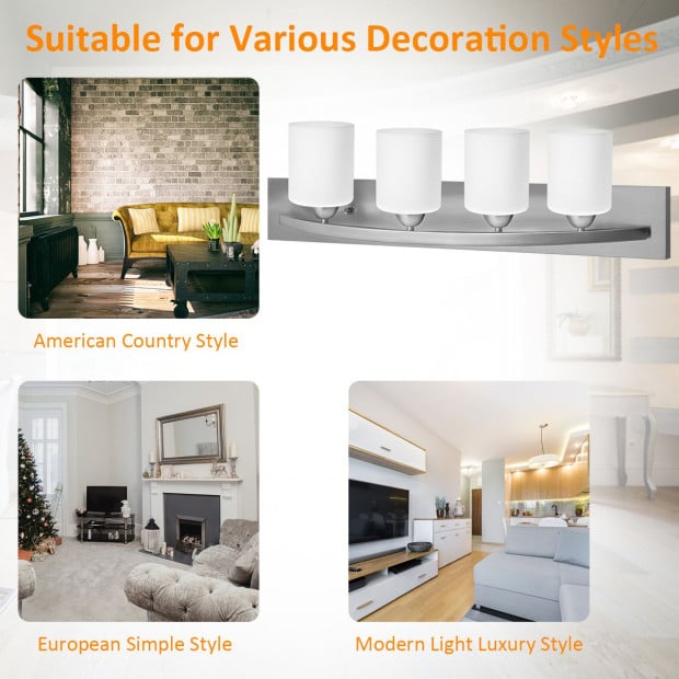Wall Mounted Vanity Lamp With White Glass Shade For Bedroom/living Image 7
