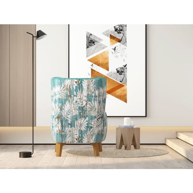 Armchair High back Lounge Accent Chair Designer Printed Fabric Image 5