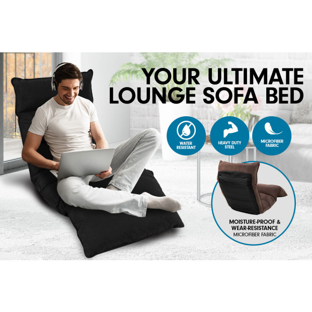 Adjustable Cushioned Floor Gaming Lounge Chair 174 x 56 x 15cm - Black Image 5