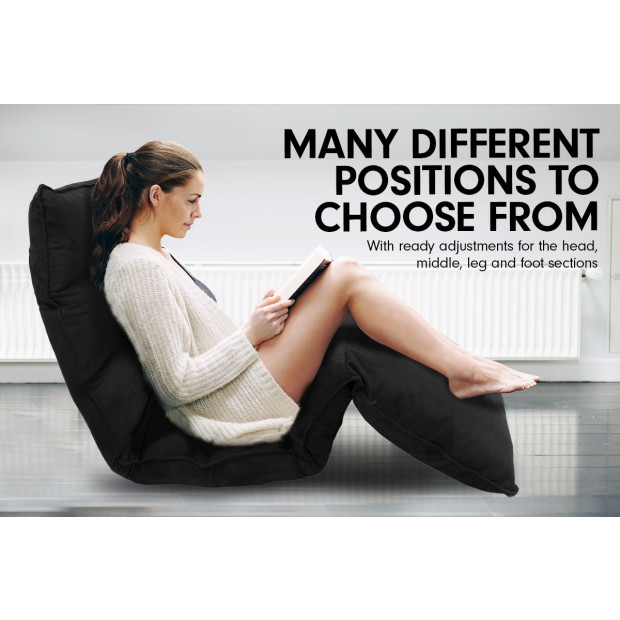 Adjustable Cushioned Floor Gaming Lounge Chair 174 x 56 x 15cm - Black Image 8