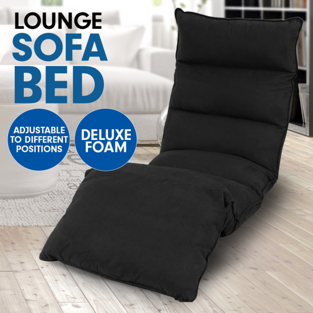 Adjustable Cushioned Floor Gaming Lounge Chair 174 x 56 x 15cm - Black Image 1