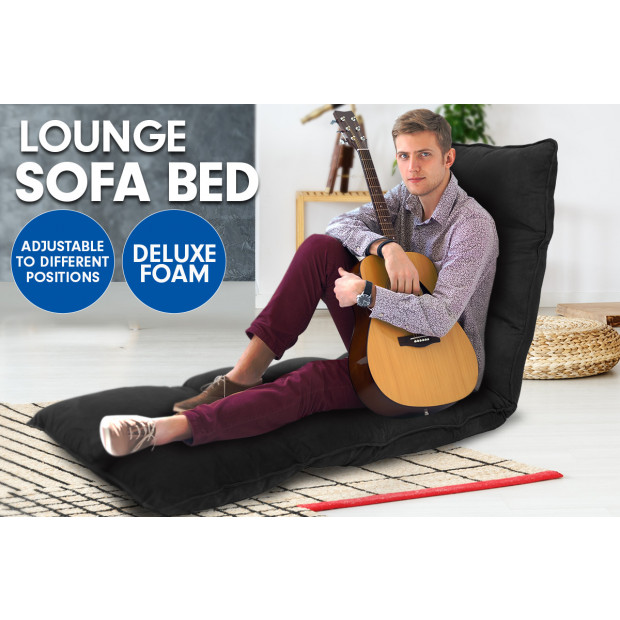 Adjustable Cushioned Floor Gaming Lounge Chair 174 x 56 x 15cm - Black Image 2