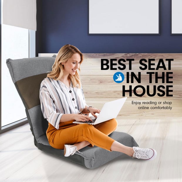 Adjustable Floor Lounge Chair 98 x 46 x 19cm - Light Grey Image 7