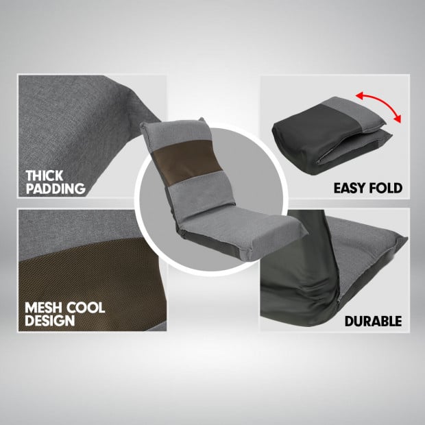 Adjustable Floor Lounge Chair 98 x 46 x 19cm - Light Grey Image 2