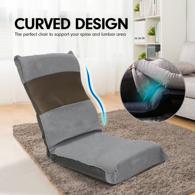 Adjustable Floor Lounge Chair 98 x 46 x 19cm - Light Grey Image 3
