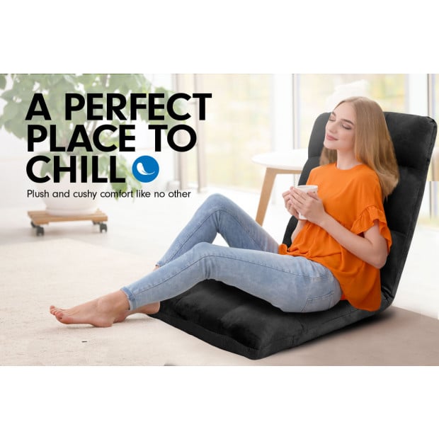 Adjustable Cushioned Floor Gaming Lounge Chair 99 x 41 x 12cm - Black Image 5
