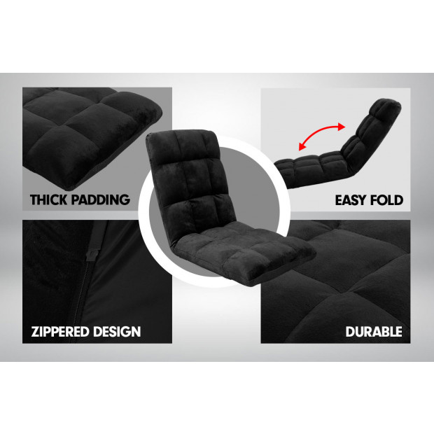 Adjustable Cushioned Floor Gaming Lounge Chair 99 x 41 x 12cm - Black Image 7