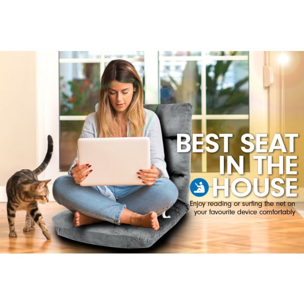 Adjustable Cushioned Floor Gaming Lounge Chair 99 x 41 x 12cm - Grey Image 5