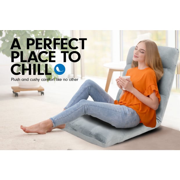 Adjustable Cushioned Floor Gaming Lounge Chair 99 x 41 x 12cm - Grey Image 3