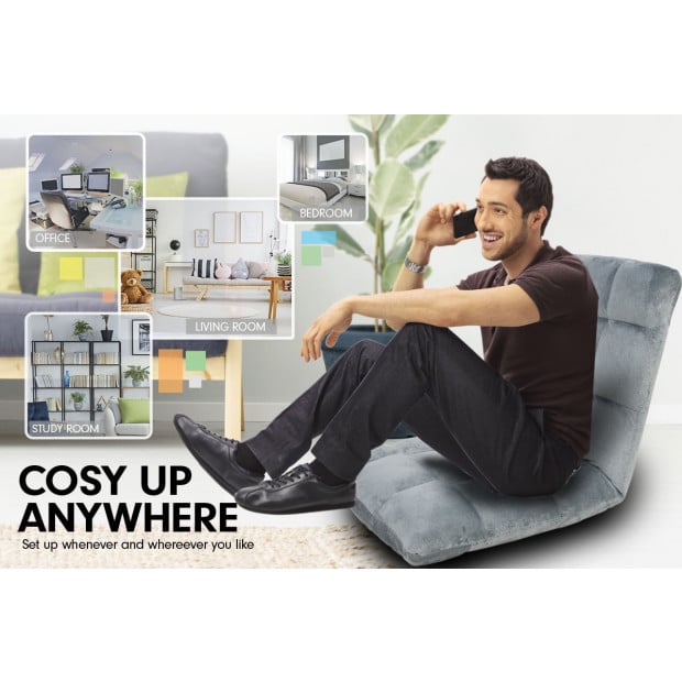 Adjustable Cushioned Floor Gaming Lounge Chair 99 x 41 x 12cm - Grey Image 6