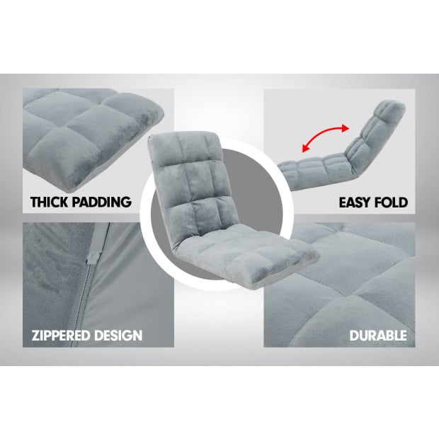 Adjustable Cushioned Floor Gaming Lounge Chair 99 x 41 x 12cm - Grey Image 2