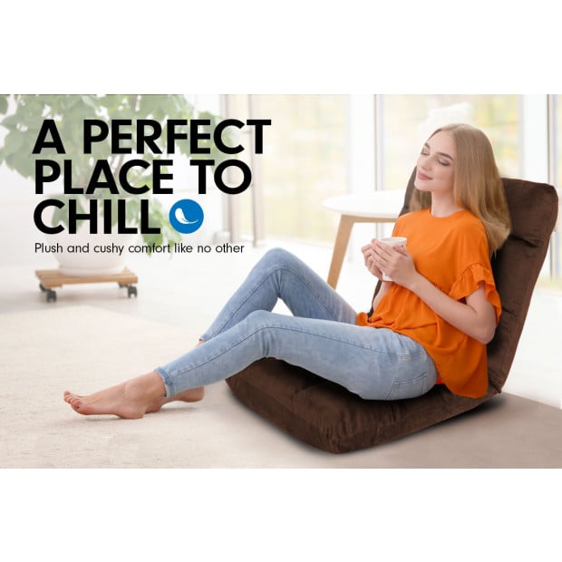 Adjustable Cushioned Floor Gaming Lounge Chair 100 x 50 x 12cm - Brown Image 5