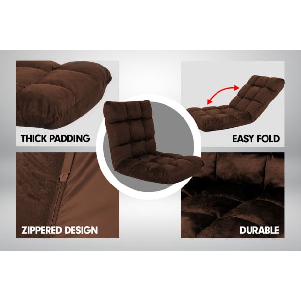 Adjustable Cushioned Floor Gaming Lounge Chair 100 x 50 x 12cm - Brown Image 4