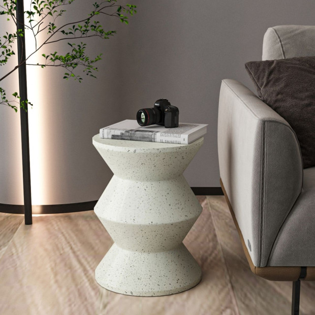 Moss Cement Side Table Round Desk Stand Stool Bedside Image 2