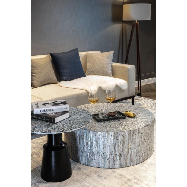Mont Blanc Mother Of Pearl Hand Made Coffee Table Round Image 7