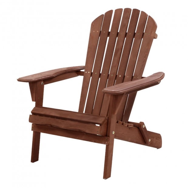 Outdoor Furniture Beach Chair Wooden Adirondack Patio Lounge Brown
