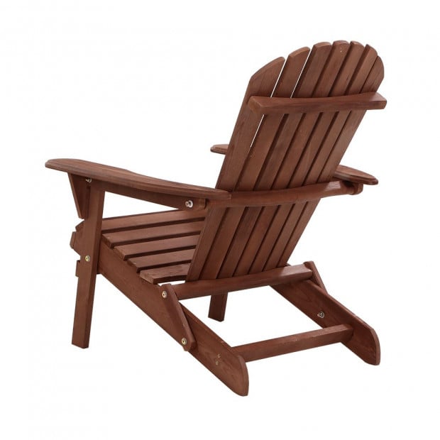 Outdoor Furniture Beach Chair Wooden Adirondack Patio Lounge Brown Image 3