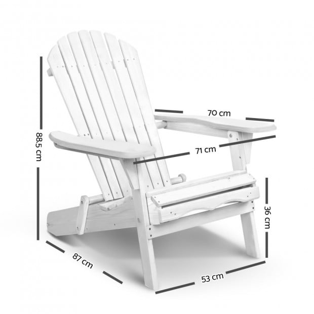 Foldable Adirondack Beach Chair - White Image 2
