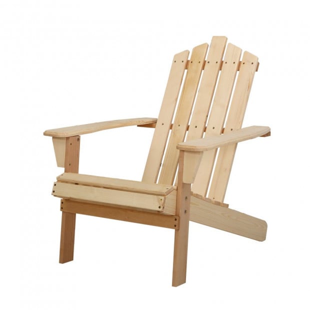 1x Outdoor Sun Lounge Beach Chairs Table Wooden Adirondack Patio