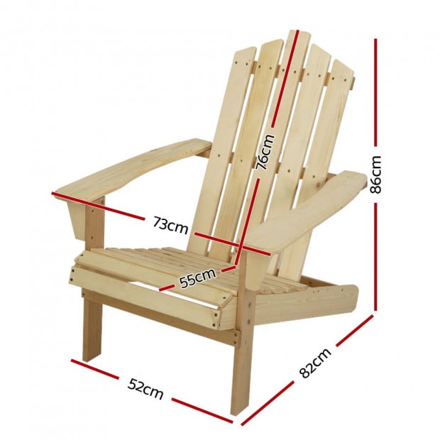 1x Outdoor Sun Lounge Beach Chairs Table Wooden Adirondack Patio Image 2