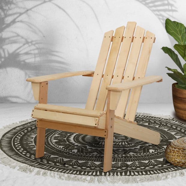 1x Outdoor Sun Lounge Beach Chairs Table Wooden Adirondack Patio Image 7