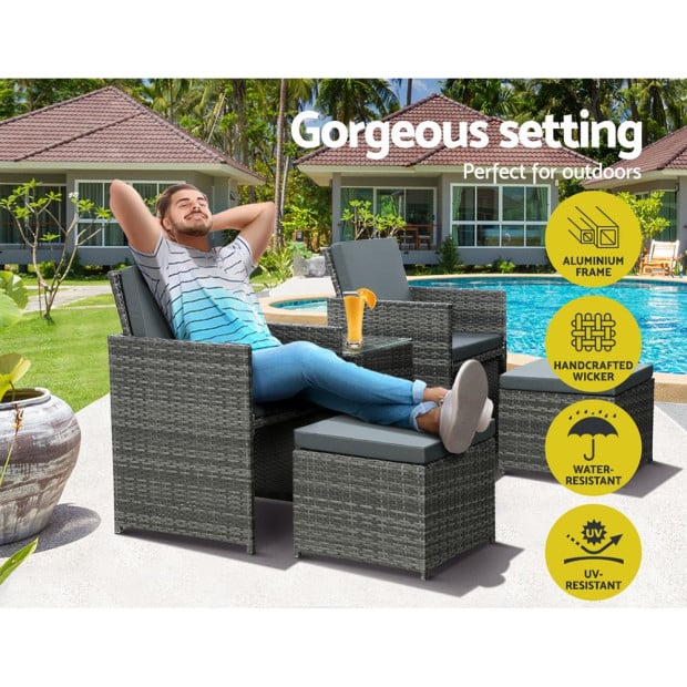 Recliner Chairs Sun Lounge Wicker Lounger Outdoor Furniture Patio Sofa Image 5