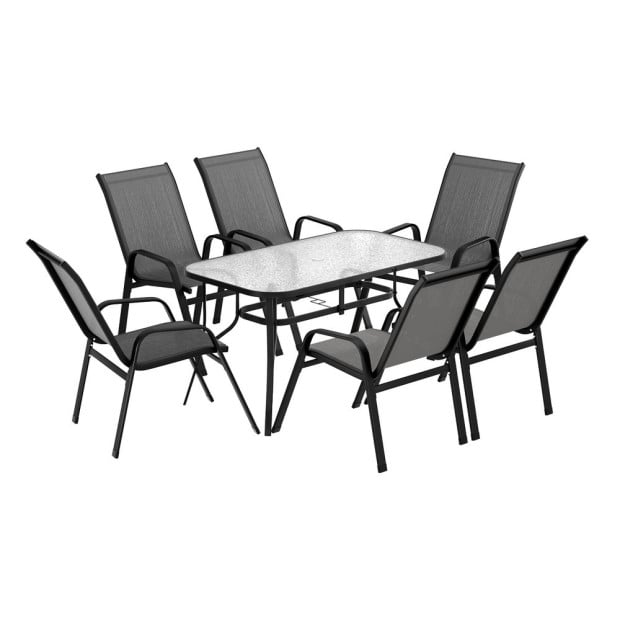 7pc Outdoor Dining Set Table And Chairs Patio Furniture Garden Bistro Set Grey Image 3