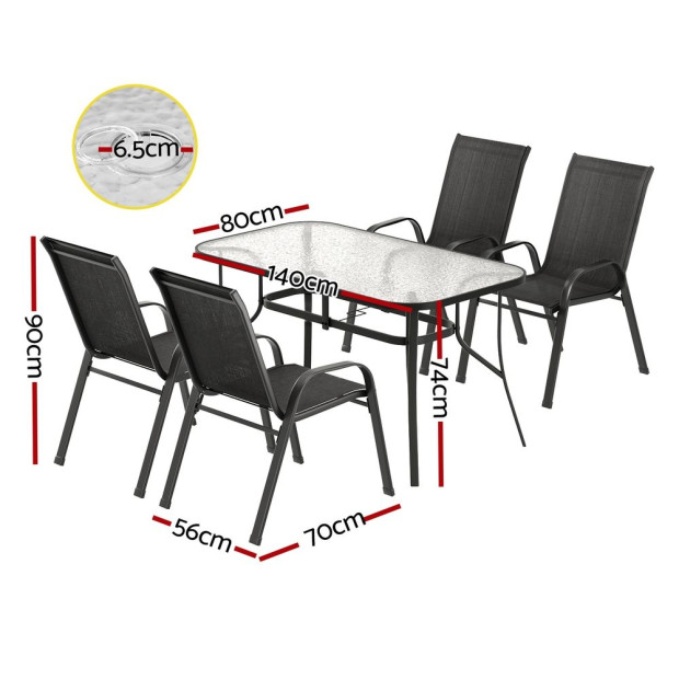 5pc Outdoor Dining Set Table And Chairs Patio Furniture Bistro Set Garden Black Image 2