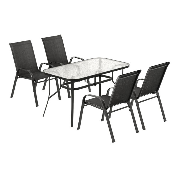 5pc Outdoor Dining Set Table And Chairs Patio Furniture Bistro Set Garden Black Image 3