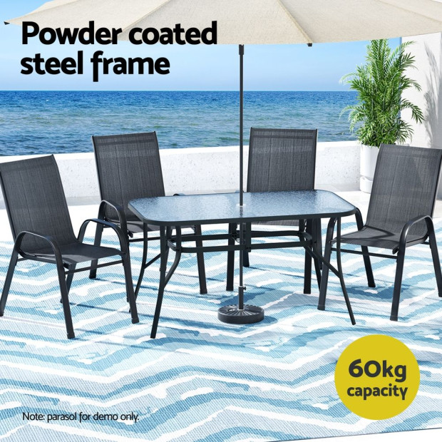 5pc Outdoor Dining Set Table And Chairs Patio Furniture Bistro Set Garden Black Image 4