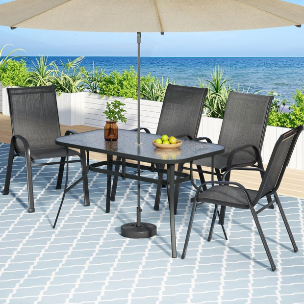 5pc Outdoor Dining Set Table And Chairs Patio Furniture Bistro Set Garden Black Image 7