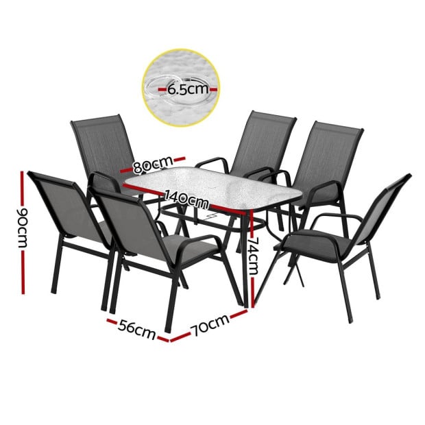 7pc Outdoor Dining Set Table And Chairs Patio Furniture Bistro Set Garden Grey Image 2