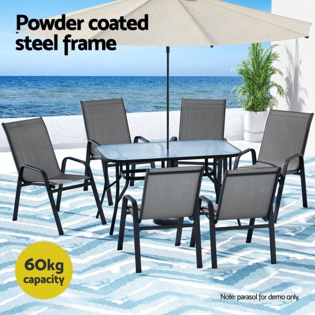 7pc Outdoor Dining Set Table And Chairs Patio Furniture Bistro Set Garden Grey Image 4
