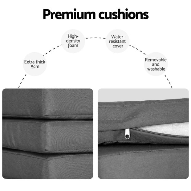 Outdoor Dining Set 9 Piece Steel Table Chairs Setting White Image 6