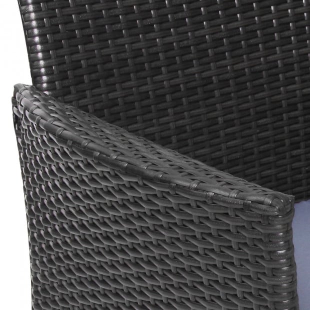 2 Seater Outdoor Wicker Rattan Furniture Bench - Black Image 6