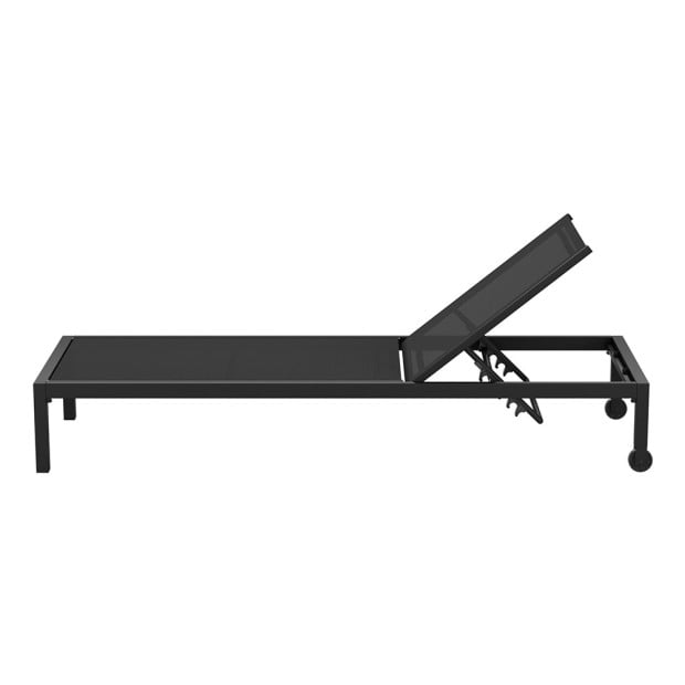 Sun Lounge Outdoor Lounger Aluminium Folding Beach Chair Wheels Black Image 3