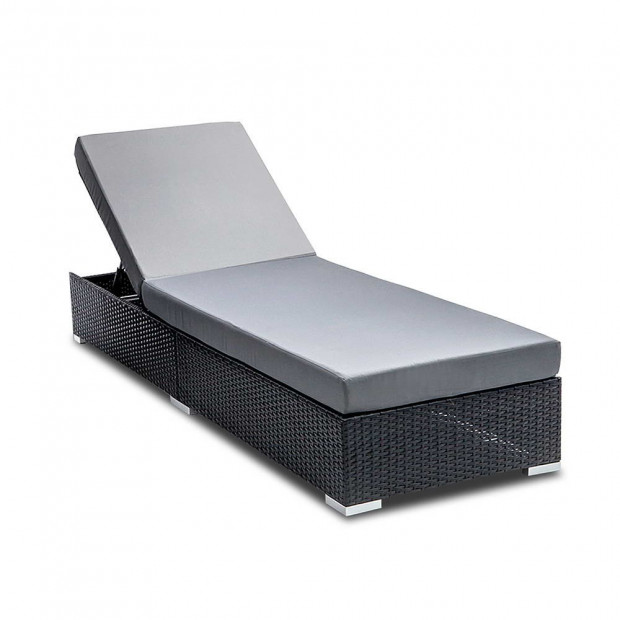Outdoor Wicker Sun Lounge Day Bed - Black